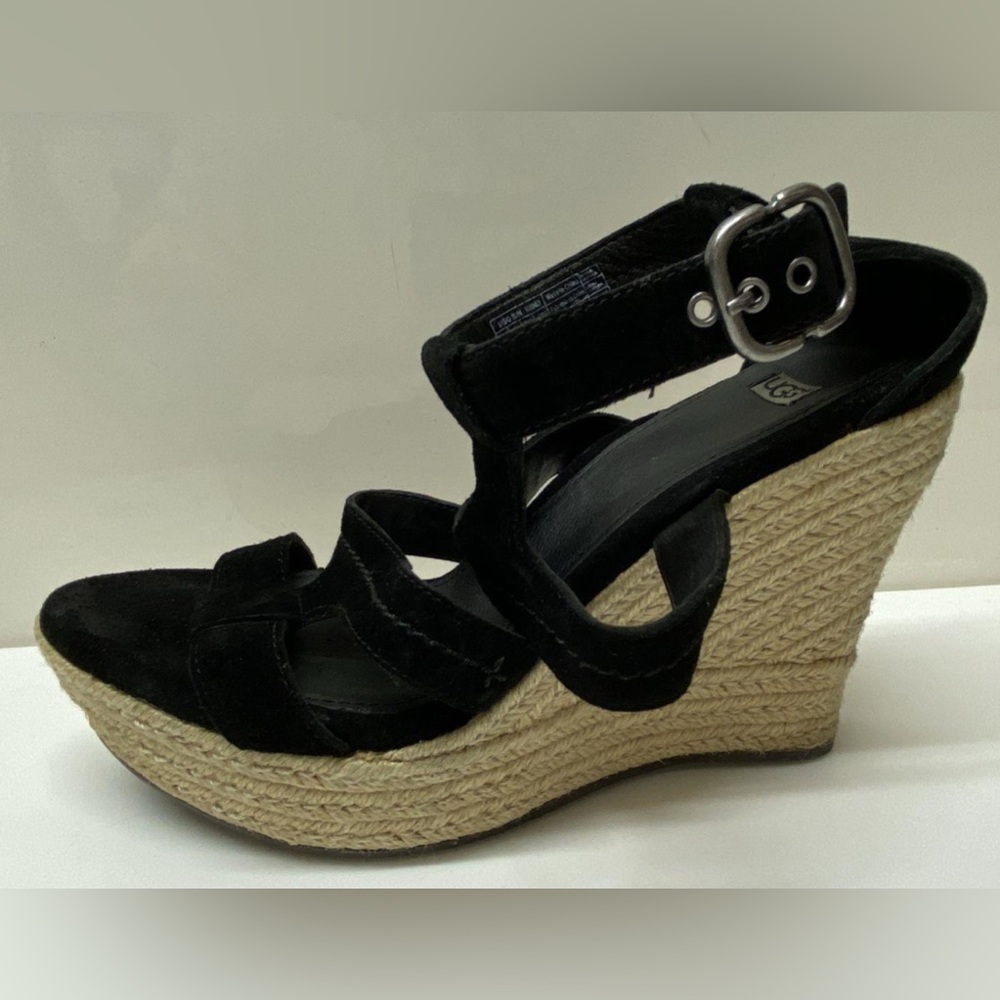 UGG, Lauri Womens Size 9 Wedge Shoes Platform Rope Sandals Style 1000403 Black - Picture 4 of 9